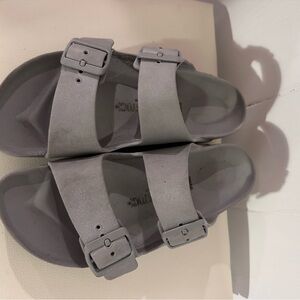 Light Gray Double Strap Slide Sandals